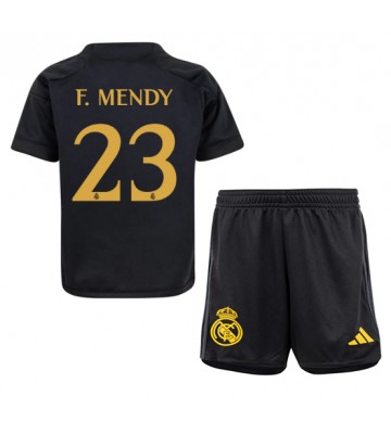 Lacne Dětský Futbalové dres Real Madrid Ferland Mendy #23 2023-24 Krátky Rukáv - Tretina (+ trenírky)